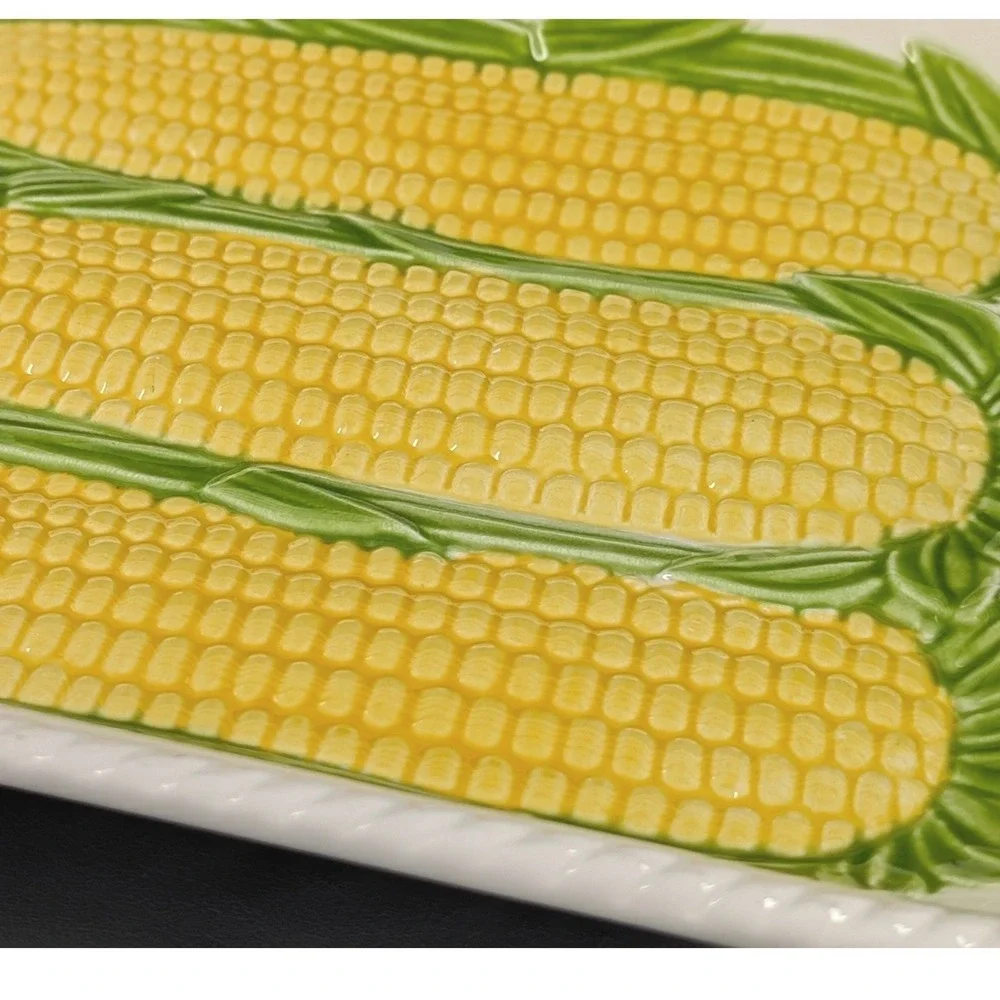 Vintage PI Perfect Industries Corn on the Cob Ceramic Serving Platter Japan